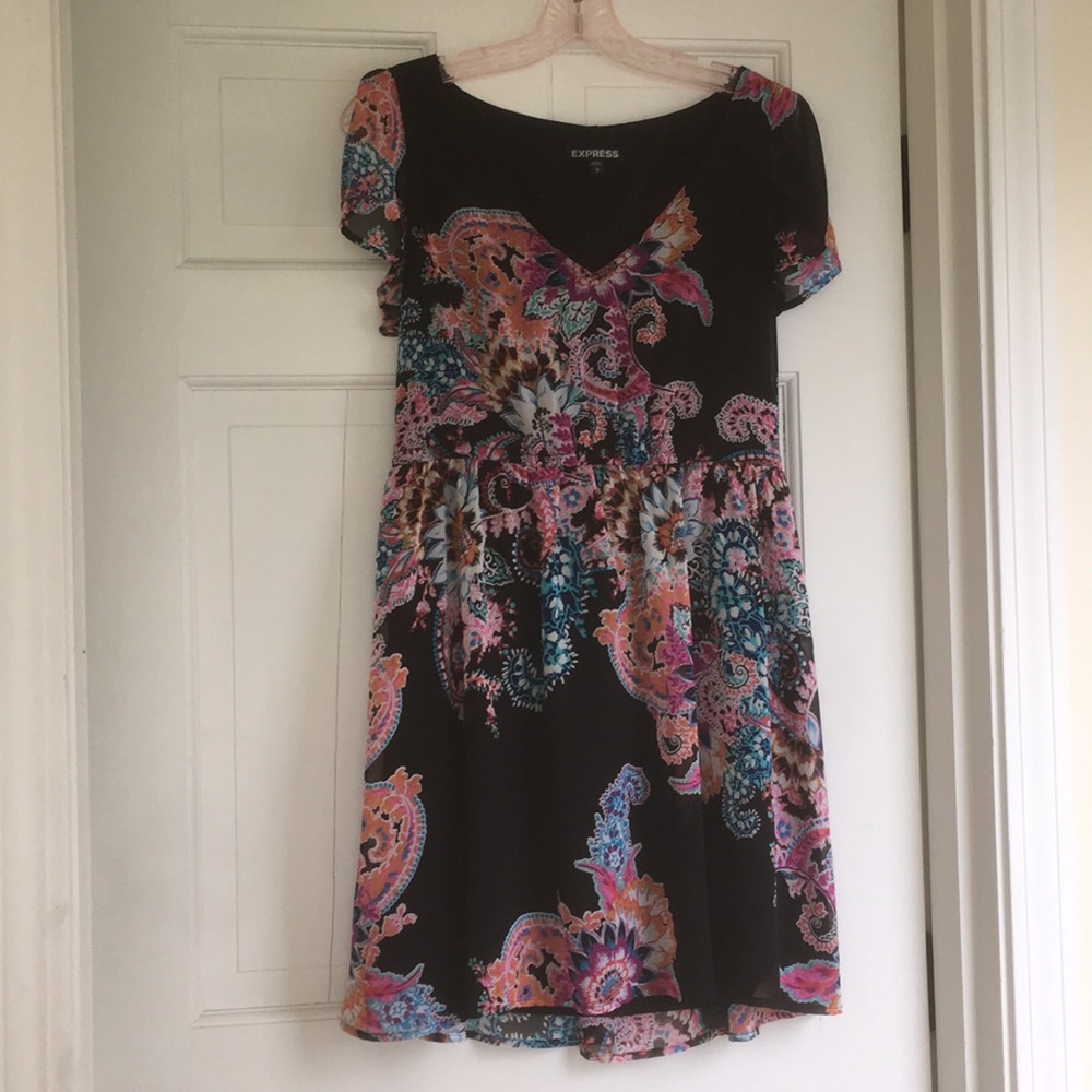 Black and Colorful Paisley Dress